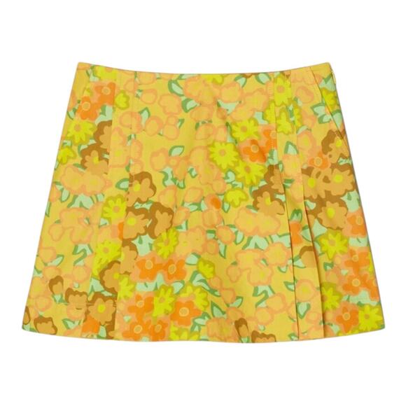 Tory Burch Blossom Poplin Skort Yellow Floral Pleated Women's Size 10 NWT - Picture 16 of 16